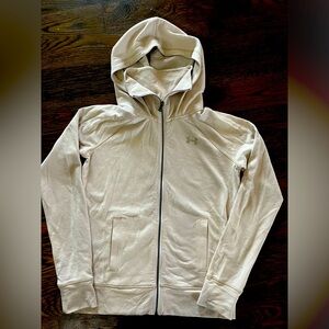 Woman Under Armour small zip up collared hoodie cold gear cream